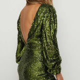 Oasis Rachel Stevens Sequin V Back Long Sleeve Midi Dress product image