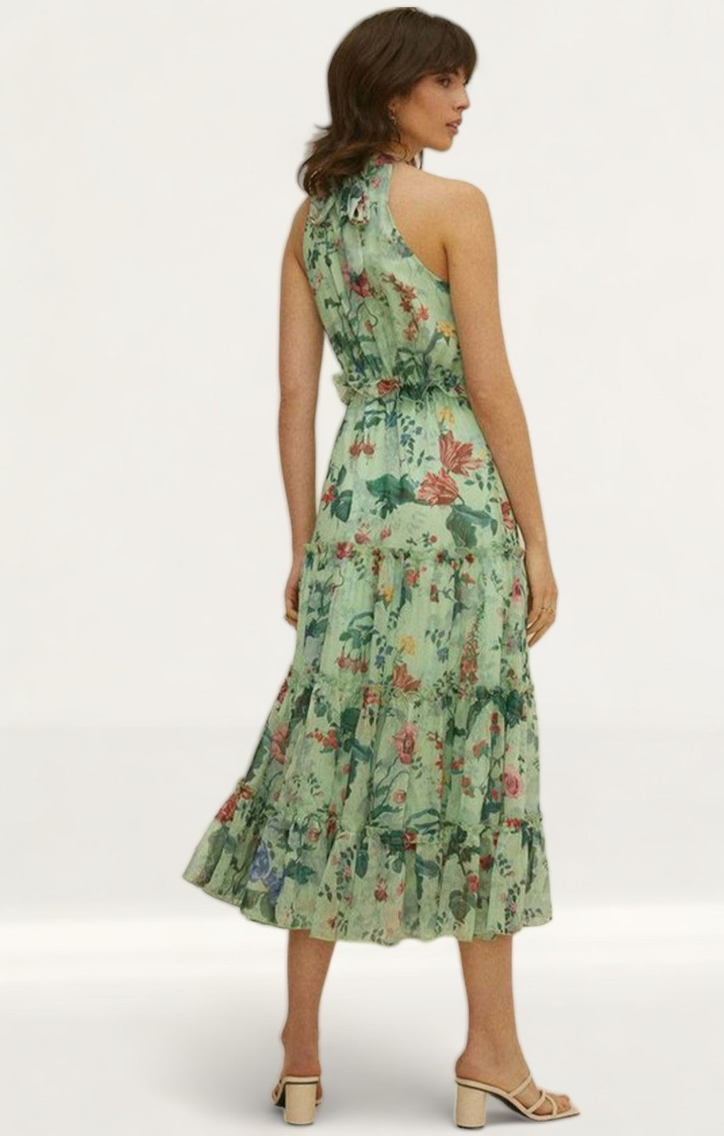 Oasis Trailing Flower Printed Halter Midi Dress