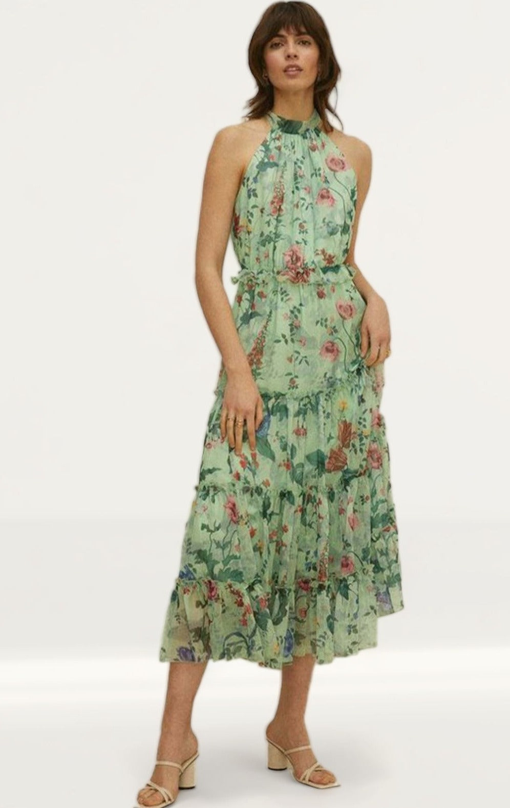 Oasis Trailing Flower Printed Halter Midi Dress product image