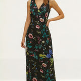 Oasis V Plunge Floral Printed Satin Midaxi Dress