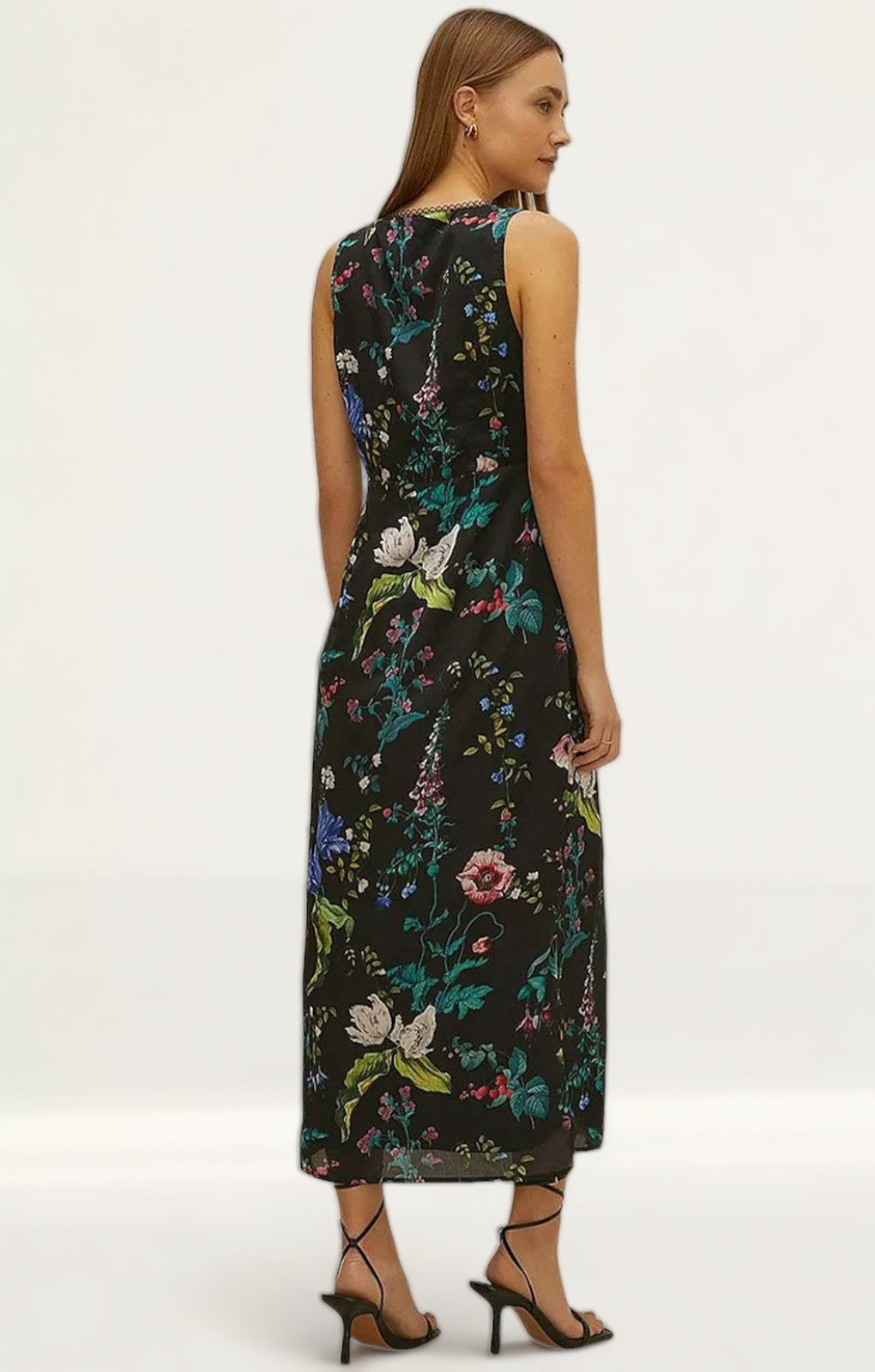 Oasis V Plunge Floral Printed Satin Midaxi Dress
