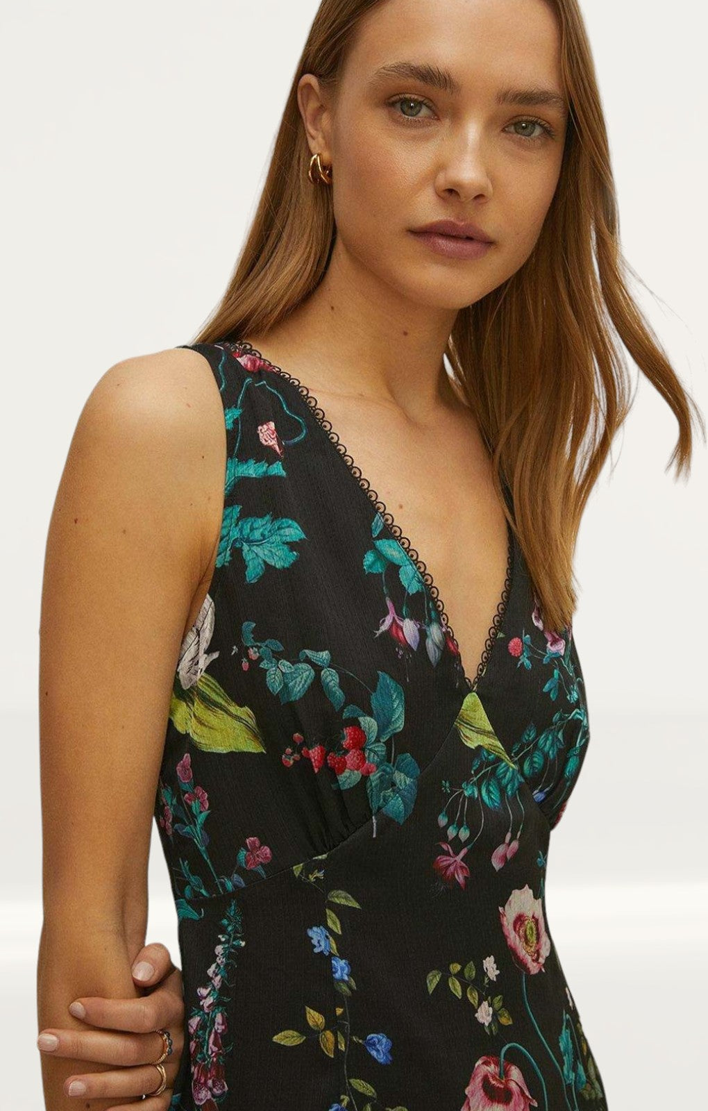 Oasis V Plunge Floral Printed Satin Midaxi Dress product image