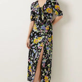 Oasis Crinkle Floral Tie Front Midi Dress product image