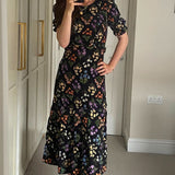 Oasis Frill Ruffle Bouquet Floral Midi Dress