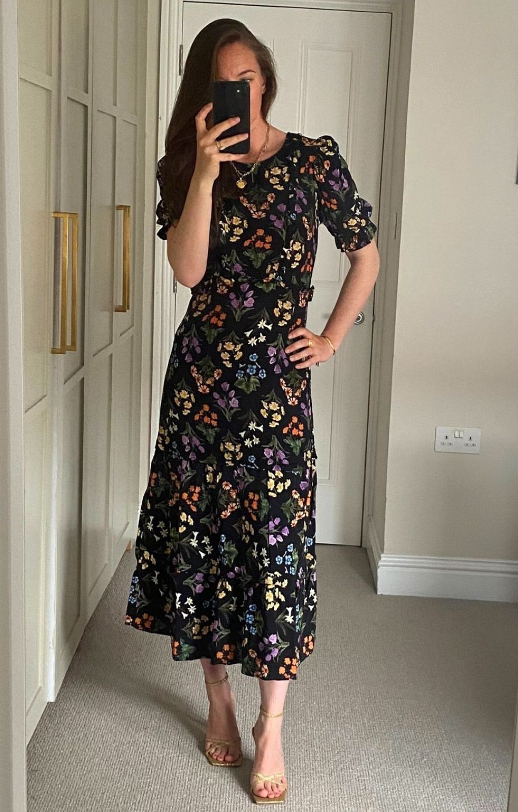Oasis Frill Ruffle Bouquet Floral Midi Dress