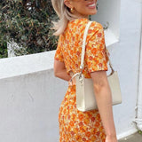 Oasis Orange Cut Out Ruched Front Crinkle Midi Dress