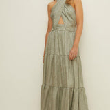 Oasis Cross Neck Halter Tiered Maxi Dress