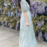 Oasis Sage Premium Lace V Neck Maxi Dress