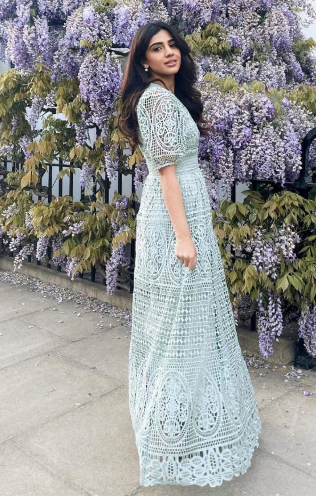 Oasis Sage Premium Lace V Neck Maxi Dress