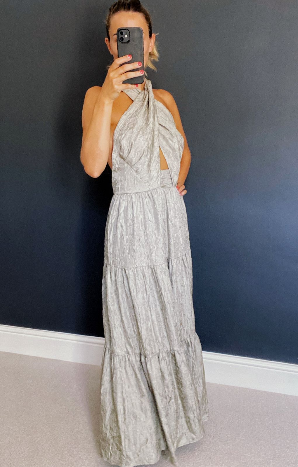 Oasis Cross Neck Halter Tiered Maxi Dress Oasis Cross Neck Halter Tiered Maxi Dress