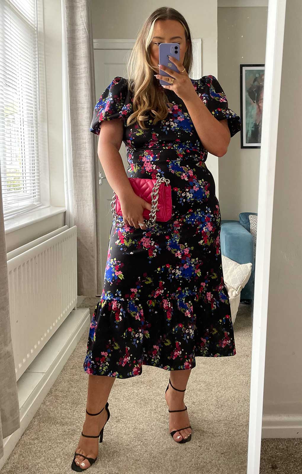 Oasis Ditsy Floral Tiered Scuba Midi Dress