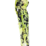 Object Tall Lettuce Edge Maxi Skirt In Mixed Lime Print