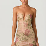 Oh Polly Embellished Sweetheart-Neck A-Line Mini Dress in Rose Hotfix
