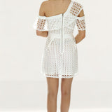 One Shoulder White Lace Dress product image