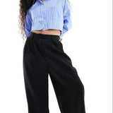 Only Petite Pleat Front Tailored Trousers In Black