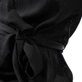 Only Tall V Neck Belted Jumpsuit In Black Glitter