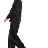 Only Tall V Neck Belted Jumpsuit In Black Glitter