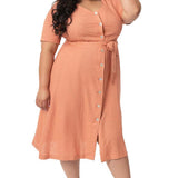 Timeless London Curve Coral Ophelia Midi Dress