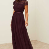 Lipsy Red Lace Top Tulle Maxi Dress product image