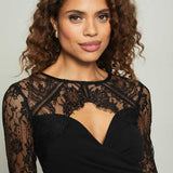 Lipsy Black Lace Keyhole Bodycon Dress product image