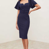 Lipsy Navy Square Neck Belted Midi Dress product image