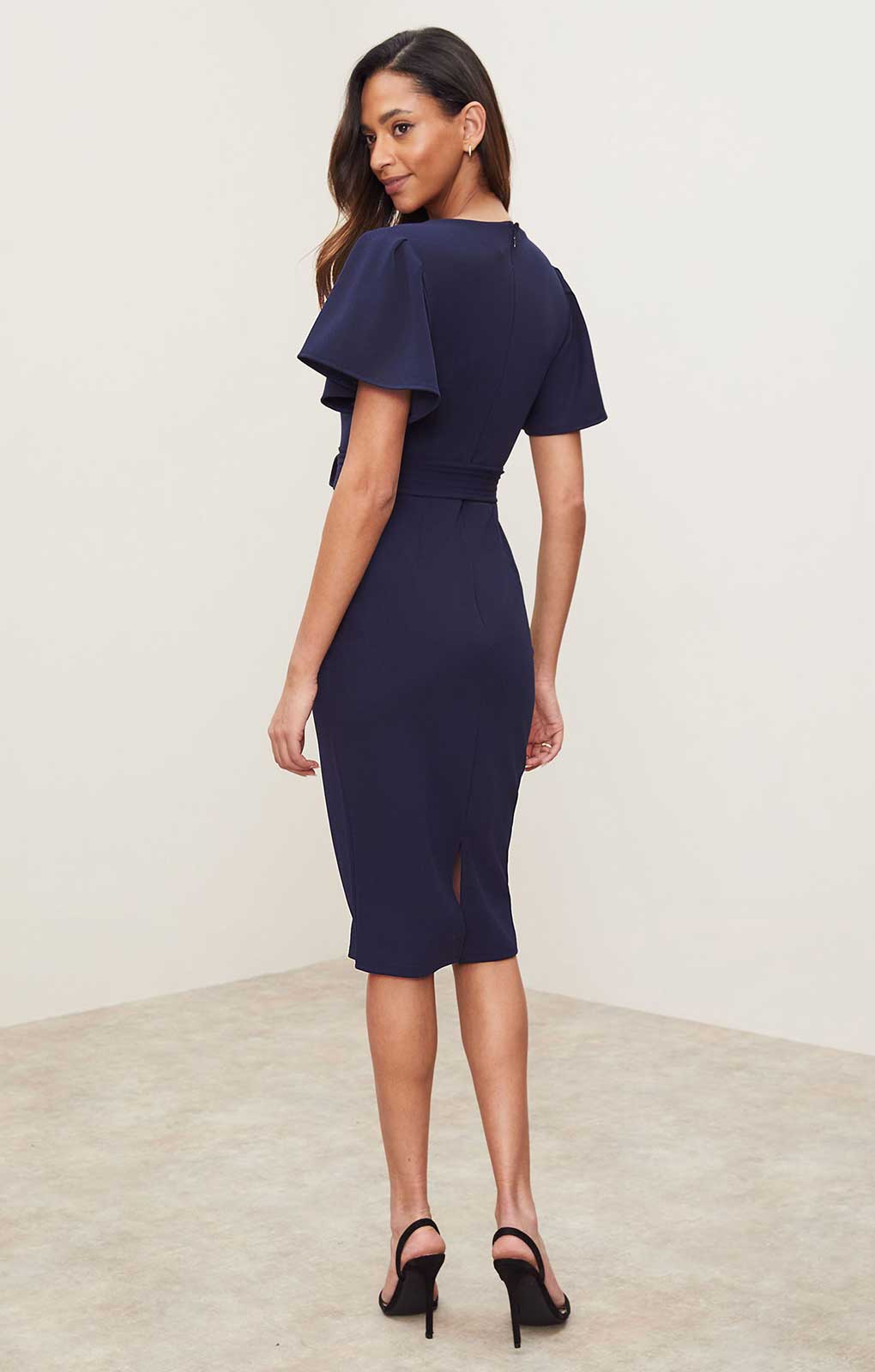 Lipsy Navy Square Neck Belted Midi Dress product image