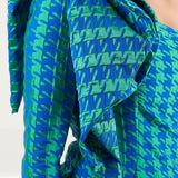 Panambi Green Print Carina One Shoulder Bow Detail Midi Dress product image