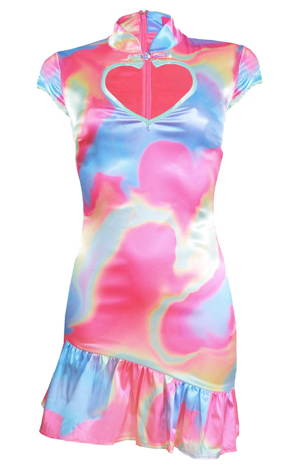 Elsie & Fred Pastel Tie Dre Print Qipao Style Dress