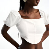 Miss Selfridge Linen Look Corset Top In Ivory