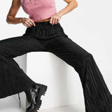 Bolongaro Trevor Velvet Plisse Flared Trouser In Black