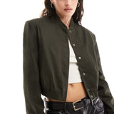 Asos Design Tailored Bomber Jacket With Strong Shoulder In Khaki