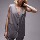 Topshop Tonic Oversized Waistcoat In Light Grey – tops by Topshop, available to rent from Hirestreet