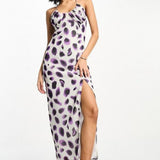 Vila Cami Maxi Dress In Blurred Purple Spot Print