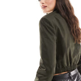 Asos Design Tailored Bomber Jacket With Strong Shoulder In Khaki