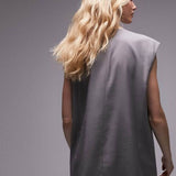 Topshop Tonic Oversized Waistcoat In Light Grey – tops by Topshop, available to rent from Hirestreet
