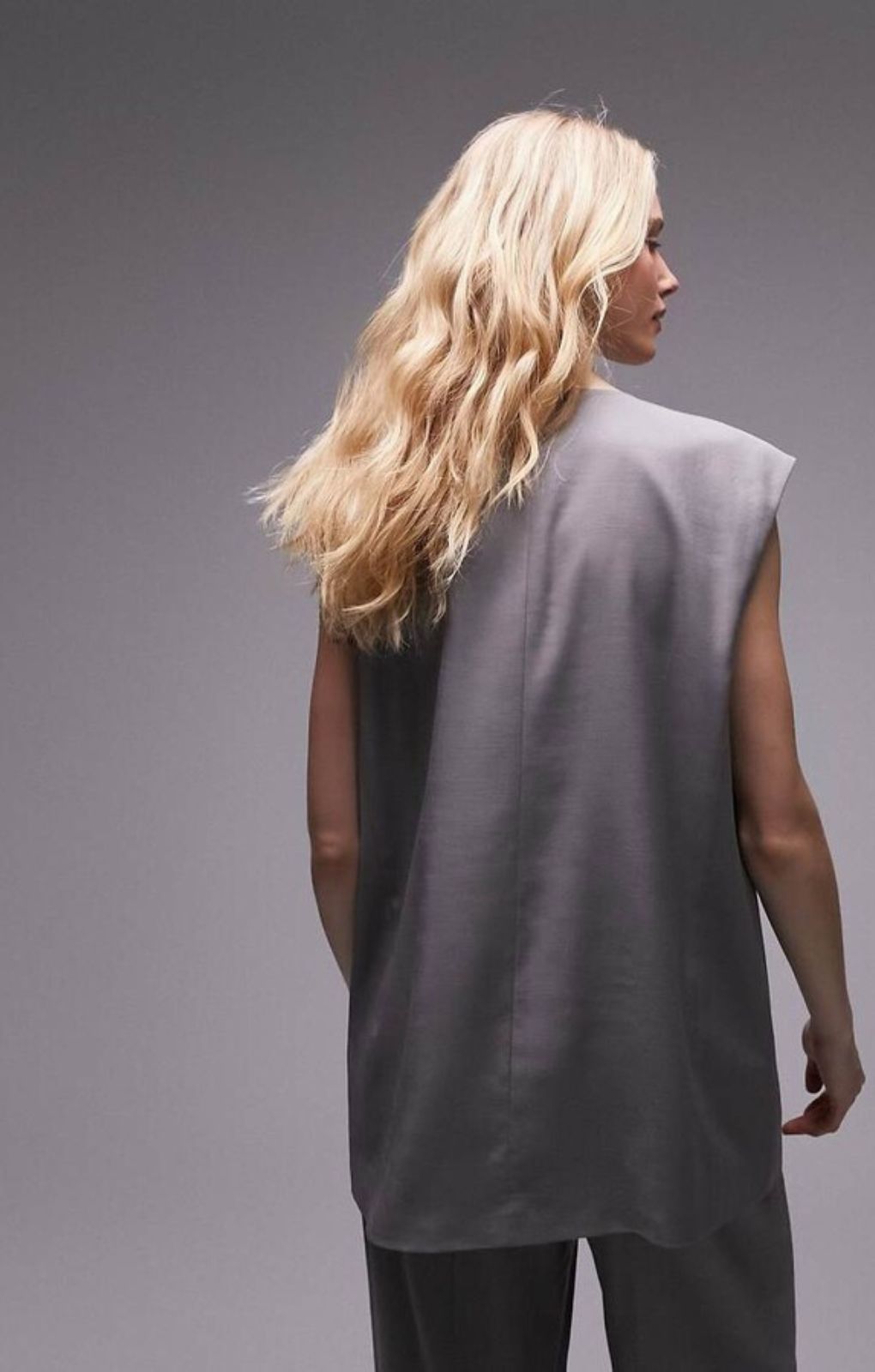 Topshop Tonic Oversized Waistcoat In Light Grey – tops by Topshop, available to rent from Hirestreet