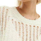 Noisy May Crew Neck Cropped Open Knit Top In Off White