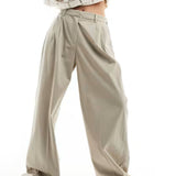 Selected Femme High Waist Wide Fit Trousers In Beige