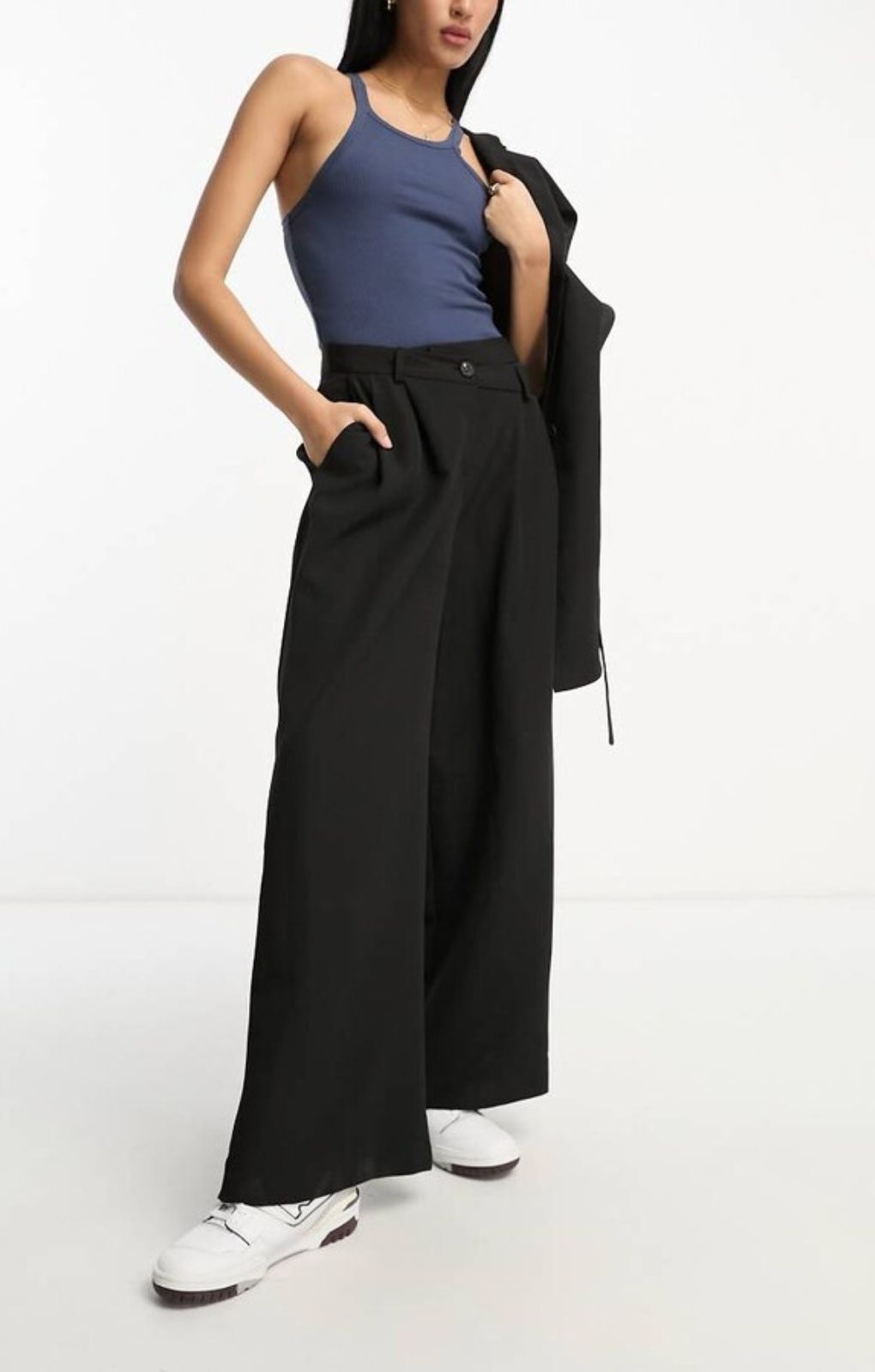 Miss Selfridge Asymmetric Waist Wide Leg Trouser – trousers by Miss Selfridge, available to rent from Hirestreet
