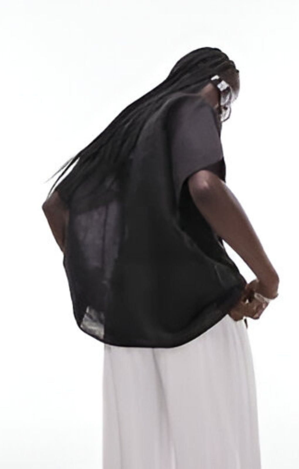 Topshop Short Sleeve Ladder Insert Shirt In Black – tops by Topshop, available to rent from Hirestreet