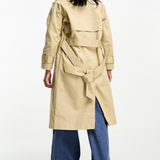 Asos Design Petite Longline Trench Coat In Stone