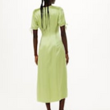 Whistles Keyhole Satin Midi Dress In Lemon