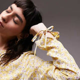Topshop Maxi Dress In Yellow Floral Print