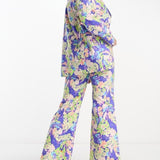 Asos Design Floral Suit Dad Blazer In Blue