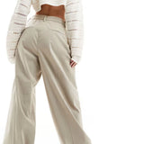 Selected Femme High Waist Wide Fit Trousers In Beige