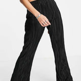 Bolongaro Trevor Velvet Plisse Flared Trouser In Black