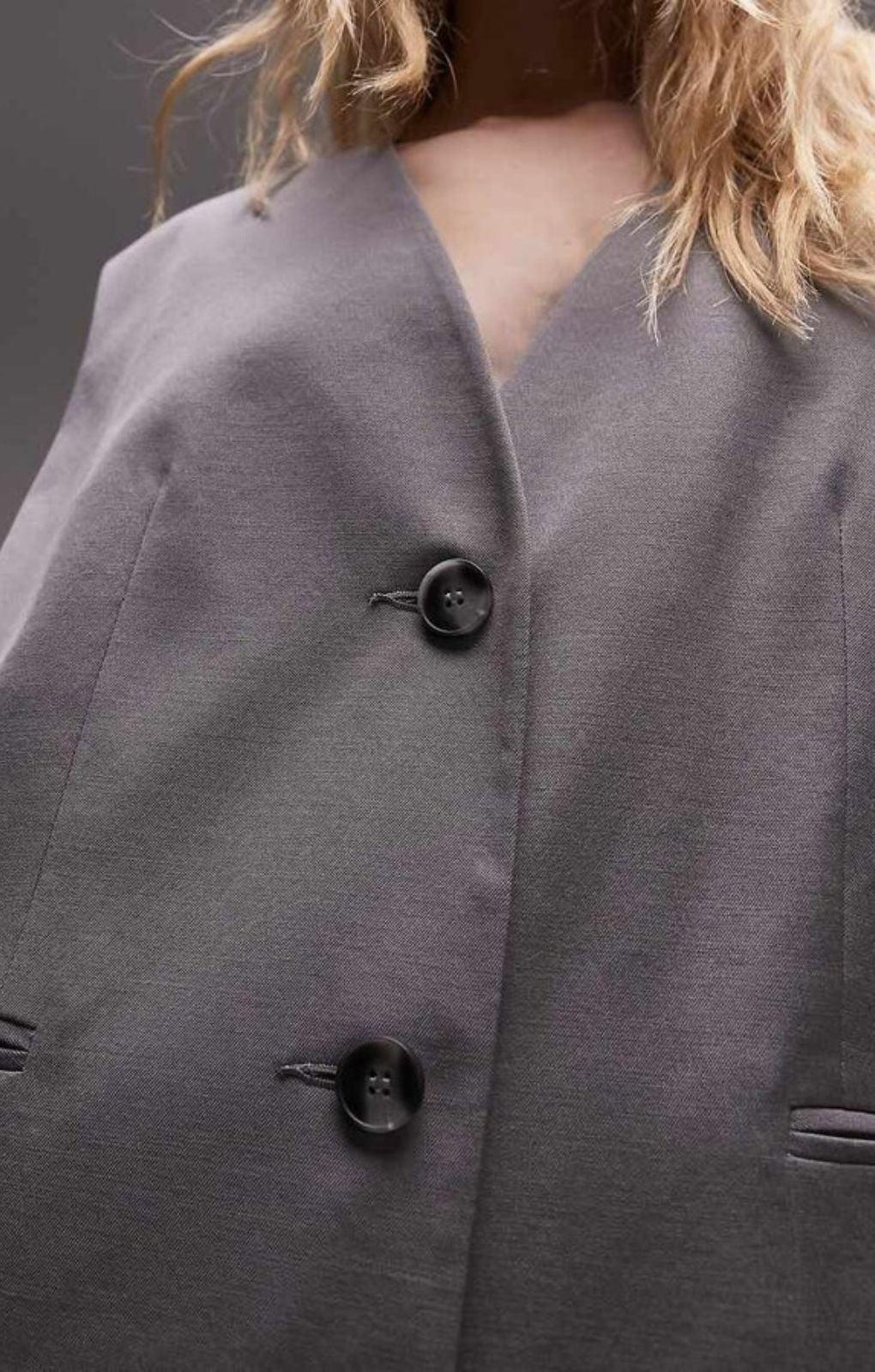 Topshop Tonic Oversized Waistcoat In Light Grey – tops by Topshop, available to rent from Hirestreet
