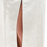 Pieces Deep V Bodycon Satin Midi Dress With Front Slit In Cream