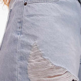 Topshop Denim A-Line Mom Shorts With Rips In Bleach