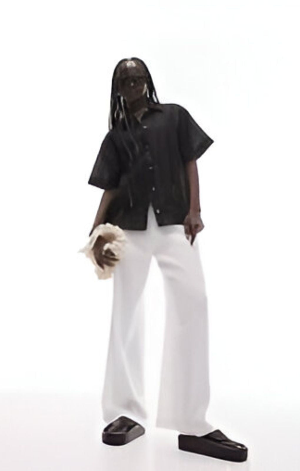 Topshop Short Sleeve Ladder Insert Shirt In Black – tops by Topshop, available to rent from Hirestreet